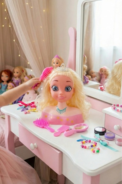 Global Toys Prenses Saç Tasarım ve Makyaj Güzellik Seti – Taç, Tarak, Ayna ve Toka Hediyeli