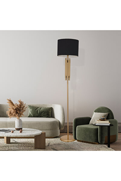 Apliqa Matisse Siyah Şapkalı Eskitme Dekoratif Tasarım Ayaklı Abajur Lamba Modern Metal Lambader