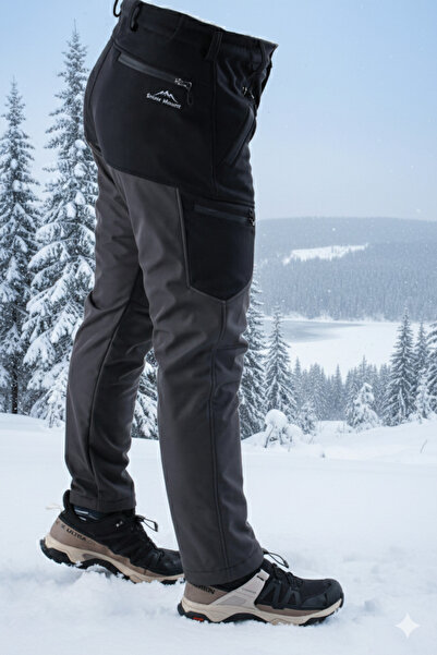 SNOWMOUNT Softshell Outdoor Suya Soğuğa Karşı Dayanıklı Erkek Siyah Antrasit ...