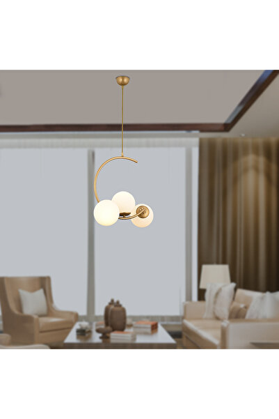 Apliqa Ladre 3Lü Beyaz Camlı Eskitme Boyalı Modern Sarkıt, MutfakYatak odası Salon Avize