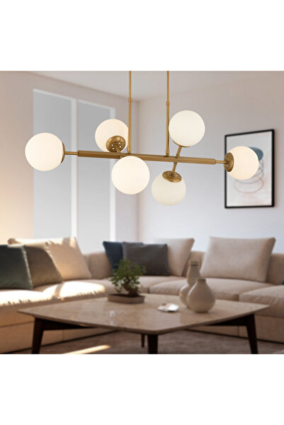 Apliqa Nazar 6Lı Eskitme Modern Tasarım Yemek Odası, Yatak Odası Salon Avize