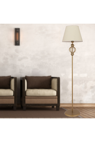 Apliqa Helezon Beyaz Şapkalı Eskitme Modern Tasarım Ayaklı Abajur Lamba Metal...