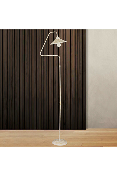 Apliqa Helga Beyaz Patinalı Dekoratif Tasarım Retro Modern Metal Lambader