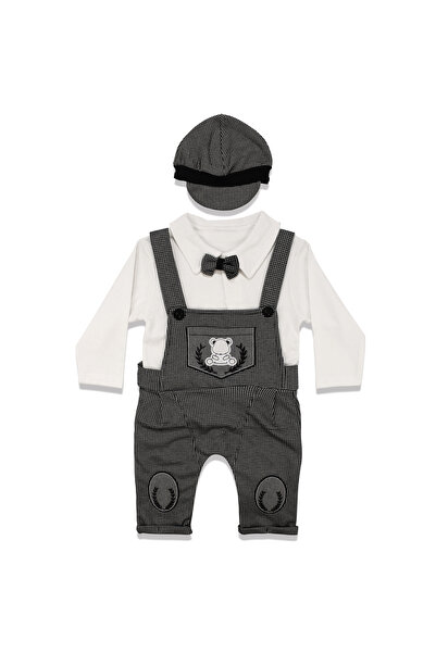 bebegen بدلة سالوبت رمادية اللون مع ربطة عنق على شكل دمية دب