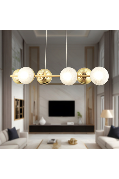 Apliqa BERCA 6LI GOLD AVİZE Modern Mutfak Yemek Masası Üstü Yatak odası Salon Avize