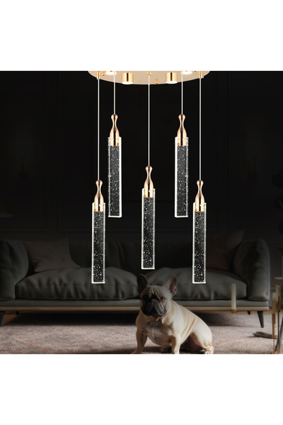 Apliqa Klaus 6'li Yuvarlak 3 Renkli 75 Watt Gold Kristal Ledli Modern Oturma ...