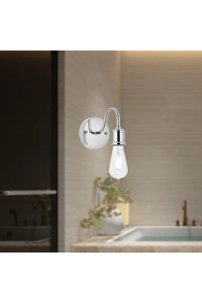 Apliqa Coman Tekli Krom Duvar Lambası Yatak Odası-Yatak Başı İçin Modern Aplik