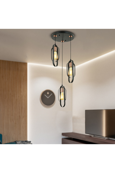 Apliqa Koza 3 Lü Bakır Eskitme Sarkıt Modern Yatak Odası Mutfak Oturma Odası ...