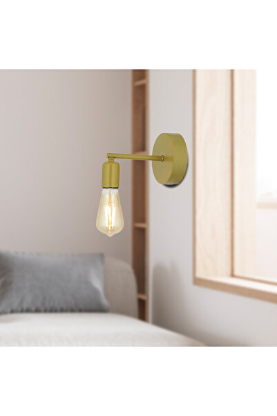Apliqa Binay Gold Boyalı Duvar Lambası Yatak Odası-Yatak Başı-Banyo Aplik