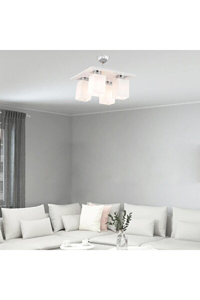 Apliqa Atlas 4 Lü Beyaz Kare Modern Genç Odası Mutfak- Banyo Mutfak Salon Spot Avize