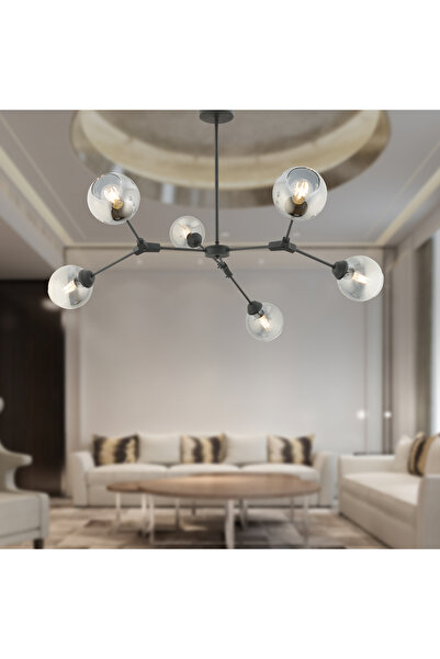 Apliqa BÜRKE 6LI AVİZE SİYAH Modern Koridor Yatak Odası Salon Avize