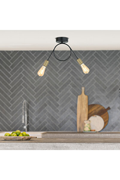 Apliqa Zeyrek 2 Li Siyah Eskitme Modern Plafonyer Genç Odası Mutfak Yatak Oda...