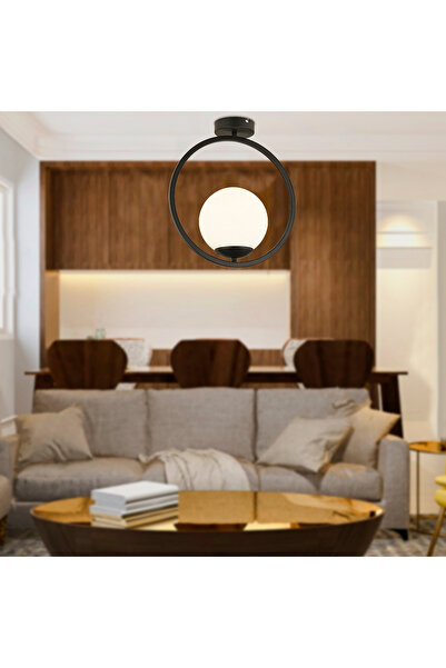 Apliqa Lifos Tekli Siyah Plafonyer Modern Mutfak Retro Salon Avize