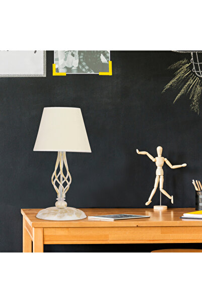 Apliqa Lupin Beyaz Şapkalı Beyaz Masa Lambası Modern Tasarım Salon-Yatak Odas...
