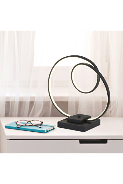 Apliqa Estel Siyah Kare Ayak Ledli Modern Oturma Odası Salon Abajur