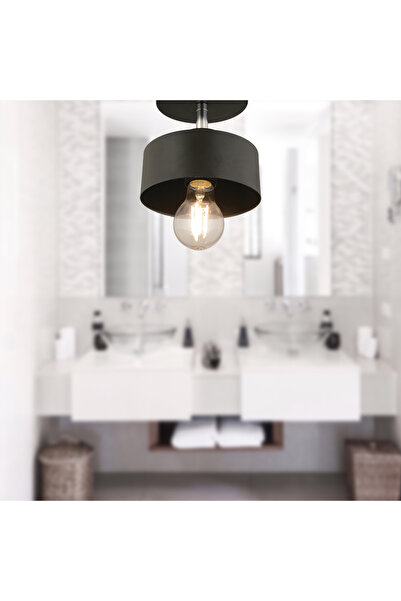 Apliqa Meriç Tekli Siyah Plafonyer Modern Retro Genç Odası Mutfak Salon Avize