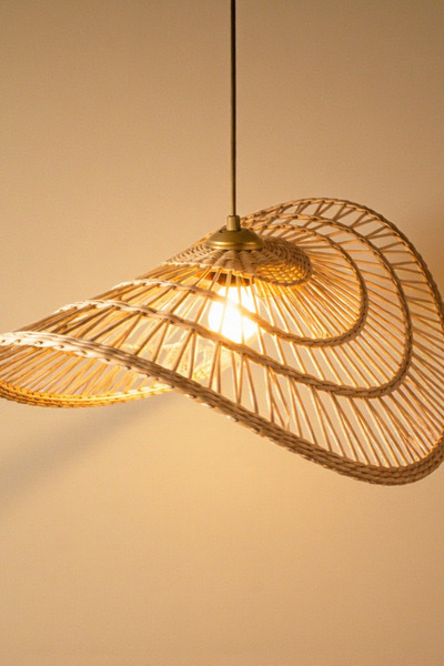 Joujou El Yapımı Rustik Rattan Avize NATURA 60 Cm Çap | Doğal Kök Boya Vernik...