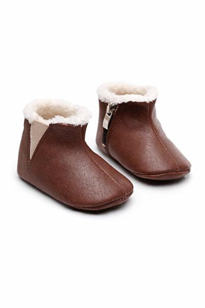 Superbaby Cizmulițe maro închis pentru bebeluși pentru primii pași, îmblănite...