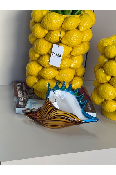 YASAR CONCEPT Oceara Renkli Cam Deniz Kabuğu 14x24 Cm