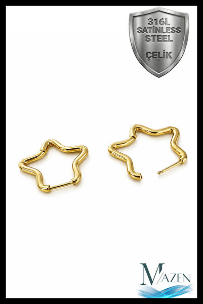 MAZEN Cerrahi Çelik Yıldız Figürlü Kararmaz Küpe