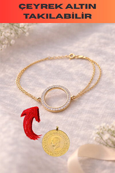 OSMANLI GÜMÜŞ Zirkon Taşlı Çeyrekli Bayan Gümüş Bileklik