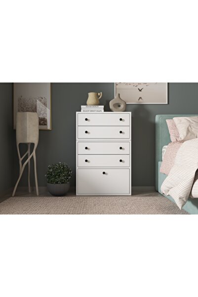 Nettrends Çekmeceli Düser Kapakli Sifonyer Beyaz 65 Cm Sfn-1037-ç