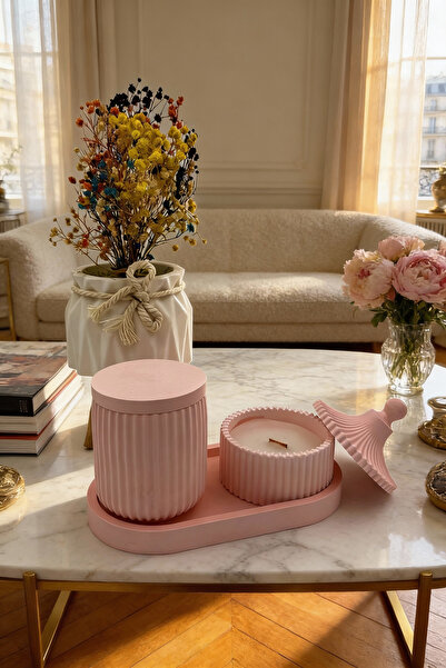 Ftrk Store Japon Kiraz Çiçeği Kokulu, Özel Tasarım, Mum Vazo Ve Tepsi Aksesua...