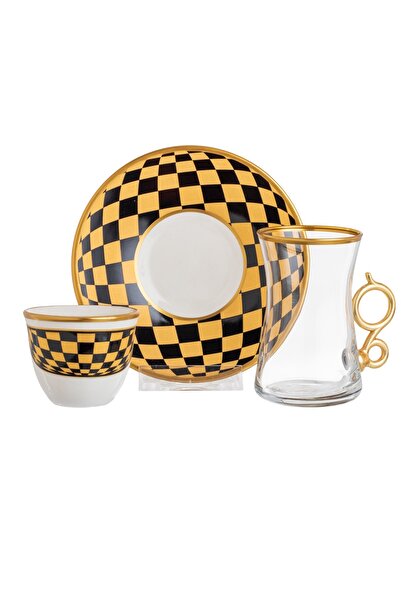 HIC طقم شاي وقهوة مكون من 18 قطعة متعدد الألوان