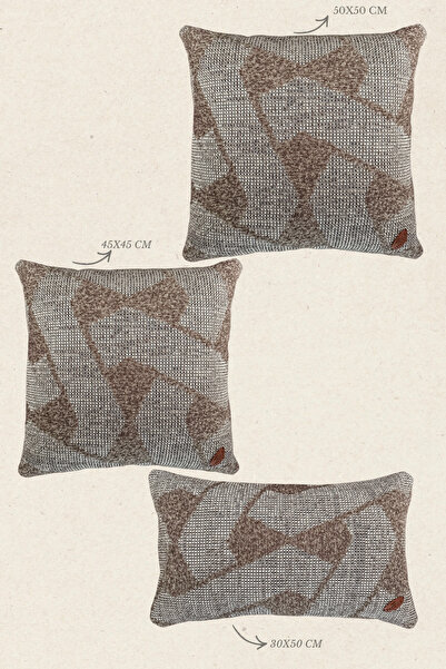 Maison Pactole Brown Patterned Stuffed Throw Pillow -Rhea-