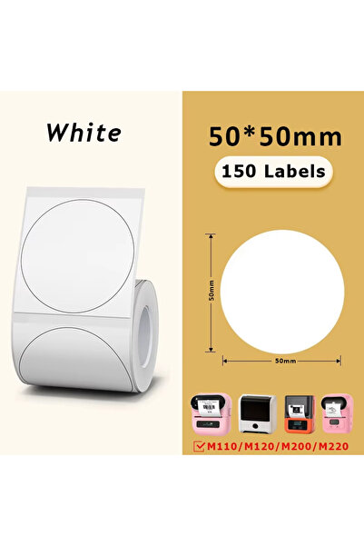 Choice لفة ملصقات لاصقة حرارية دائرية بيضاء 50 × 50 مم/150 قطعة، مناسبة لـ ph...