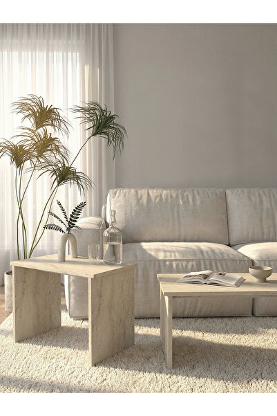 dorpek Ayarlanabilir Modüler İkili Orta Sehpa Traverten | Cosmos