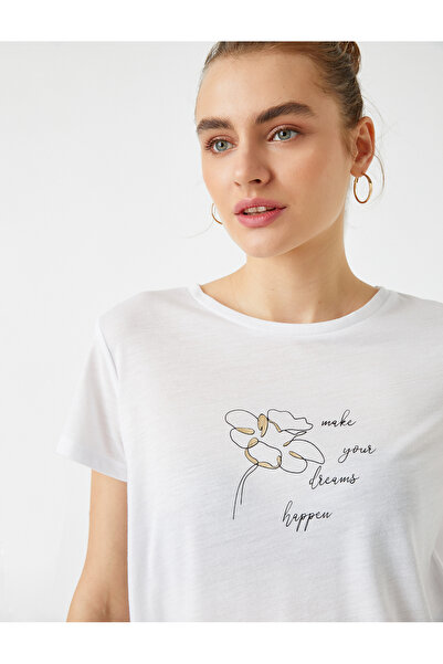 Koton تي شيرت نسائي مطبوع بالنص