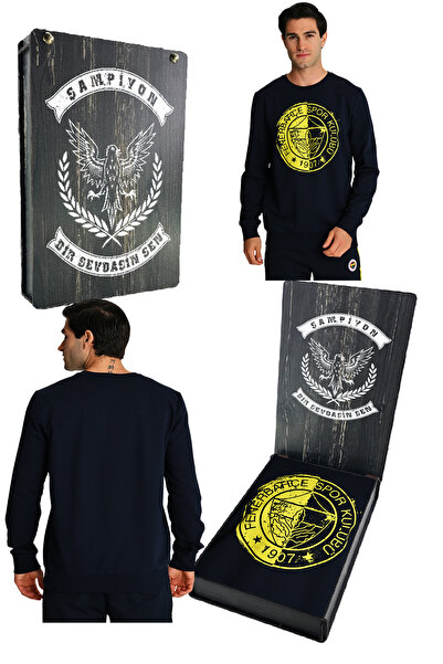 Fenerium Fenerbahçe Tribün Lazer Baskılı Tek Renk Logolu Erkek Sweatshirt