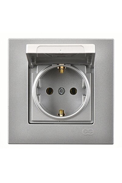 Günsan Eqona Gümüş Kapaklı Topraklı Priz