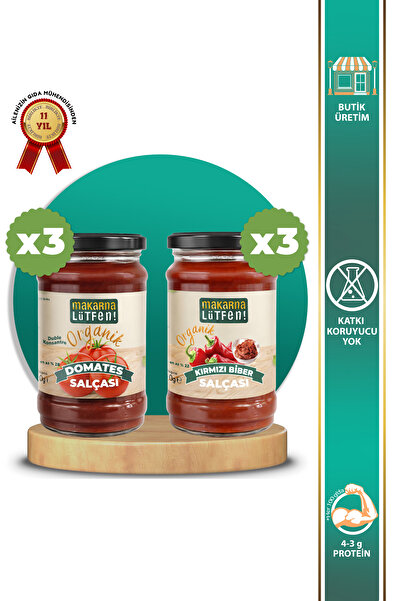 Makarna Lütfen Avantajlı 3 Lü Organik Domates ve 3 Lü Biber Salçası Seti (6 A...