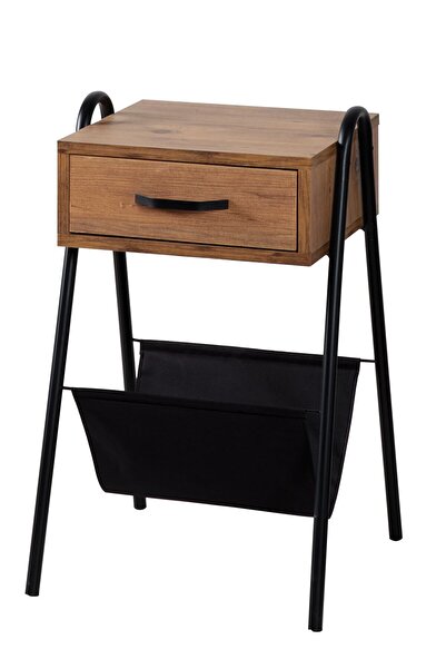 Boss Group Royal Çekmeceli Magazin Çekmeceli Yan Sehpa Metal Ayaklı Gazetelik...