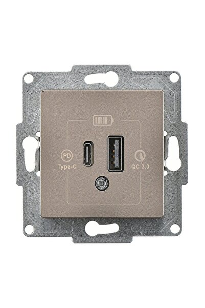 Günsan Eqona Mocha 2 Çıkışlı USB Şarj Prizi 20W Type A + Type C Mekanizma