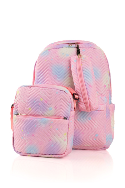 Ecrou Zigzag Embossed Pink Backpack