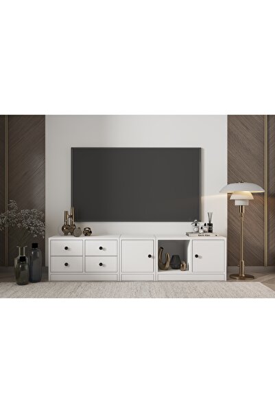 Nettrends Dolapli Çekmeceli Tv Ünitesi Beyaz Tvt-1024-Ç