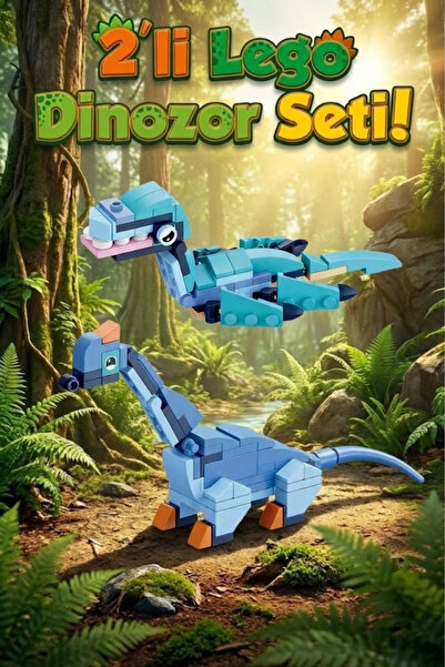 craftivio 2'li Dinozor Lego Uyumlu Blok Seti - Mosasaurus & Brontosaurus Eğit...
