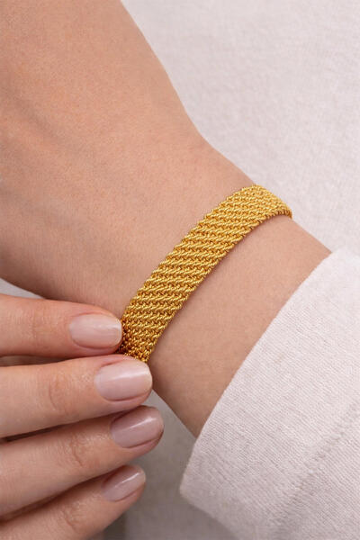 Bilezikci Gemici Kilitli Örgü Altın Bileklik