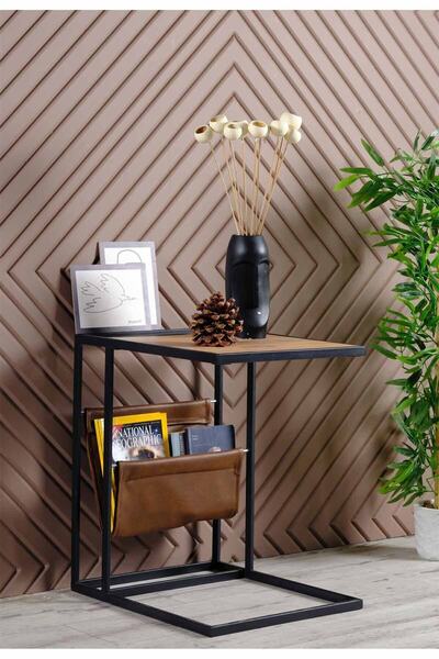 Boss Group Royal Deri Gazetelikli C Sehpa Metal Ayaklı Koltuk Yanı Bilgisayar...