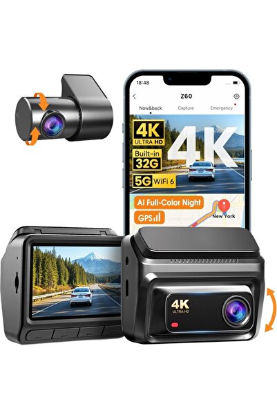 DDPAI كاميرا داش كام Z60 بدقة 4K أمامية وخلفية