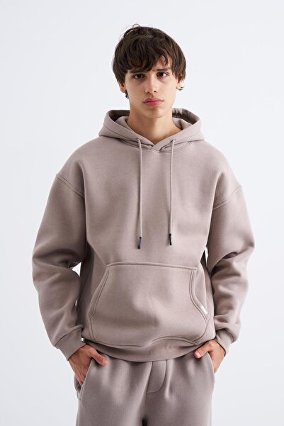 Machinist Bărbați supradimensionat basic cu glugă Swea tricou Gri deschis