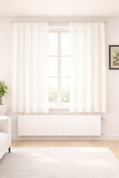 GOCCIA HOME Petek Üstü Vual Tül Perde Krem