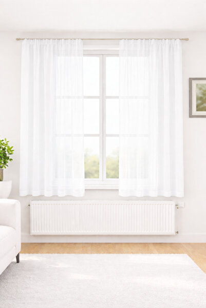 GOCCIA HOME Petek Üstü Vual Tül Perde Kar Beyaz