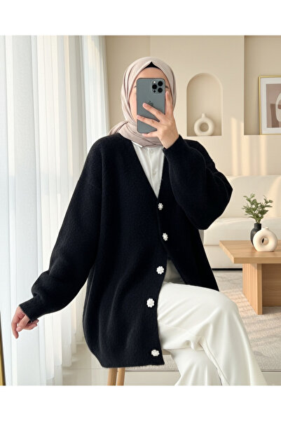 HİJABAYA Πλεκτή ζακέτα με κουμπιά στο μπροστινό μέρος και γενειοφόρο στυλ