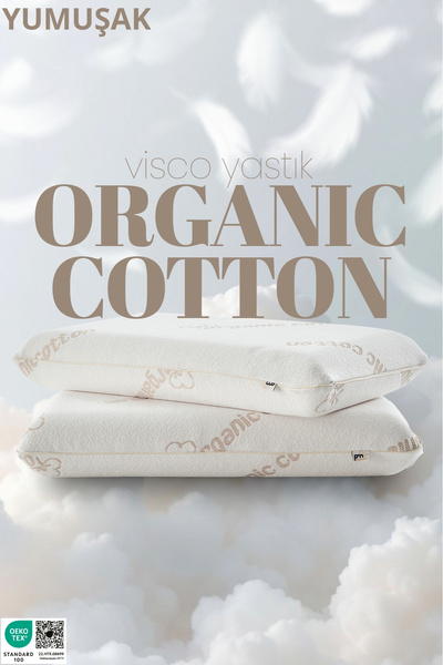 Pillow Market Organik Koton Ortopedik Visko Yastık - %100 Doğal Pamuk Kumaş -...