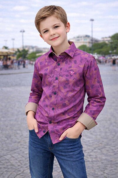 Louis Kids Yeni Sezon Uzun Kol Çiçek Desenli Erkek Çocuk Gömlek