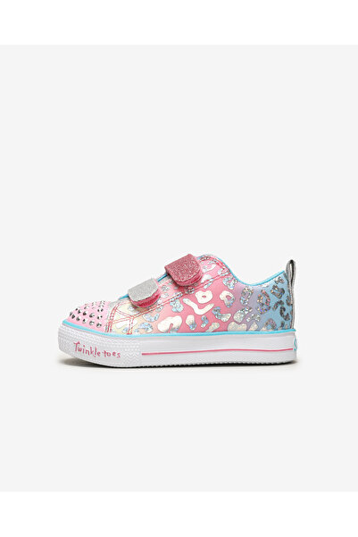 SKECHERS Shuffle Lite - Teniși roz cu lumini Leopard Cutie pentru fete mici 2...